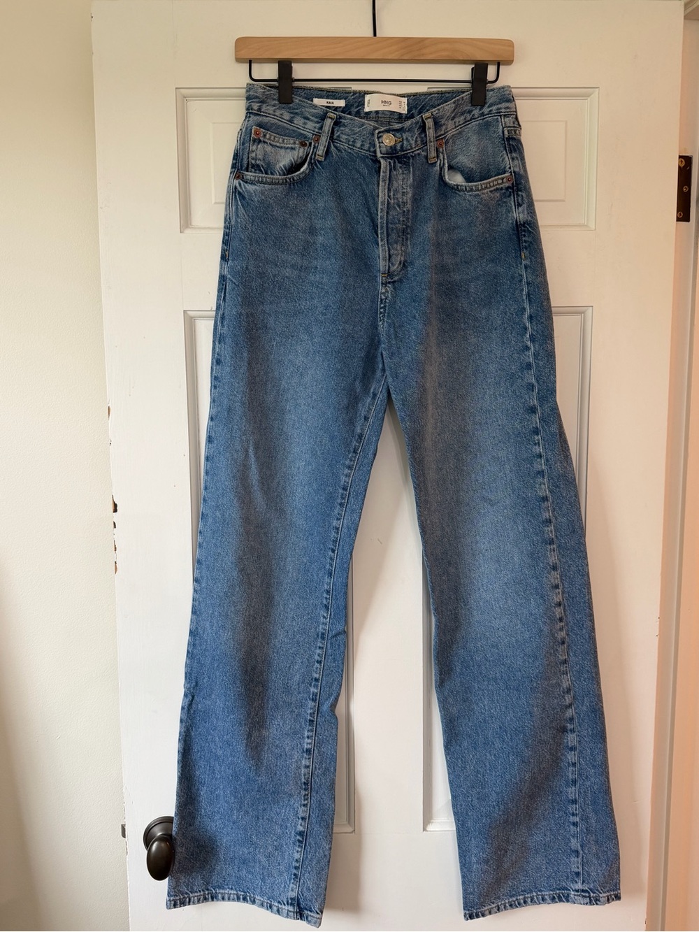 Mango Kaia Straight-Leg Midwash Blue Jeans